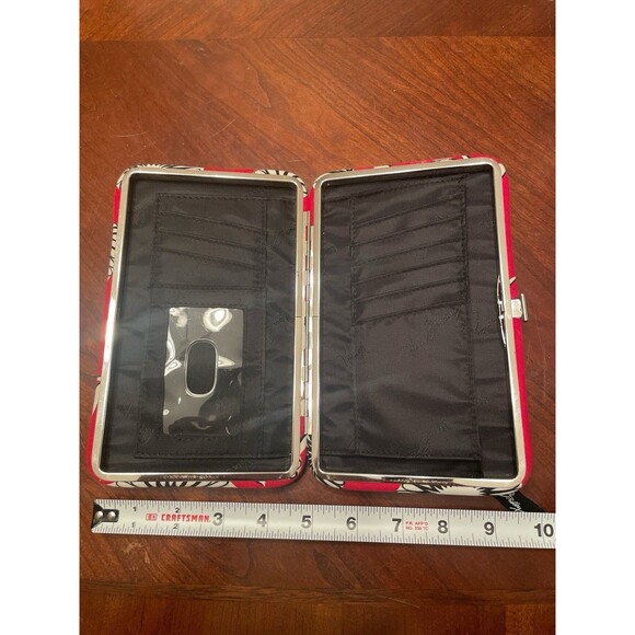 Vera Bradley Deco Daisy Red Black White Pushlock Hard-sided Wallet - Picture 7 of 9